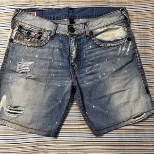 True Religion Men’s Distressed Jean Shorts - Size 36 - Made in USA